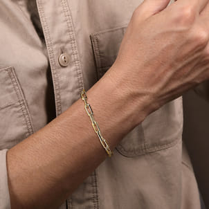 14K Yellow Gold Hollow Chain Bracelet