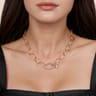 14K Yellow Gold Hollow Chain Necklace with Diamond Oval Lock Pendant - 1.35 ct