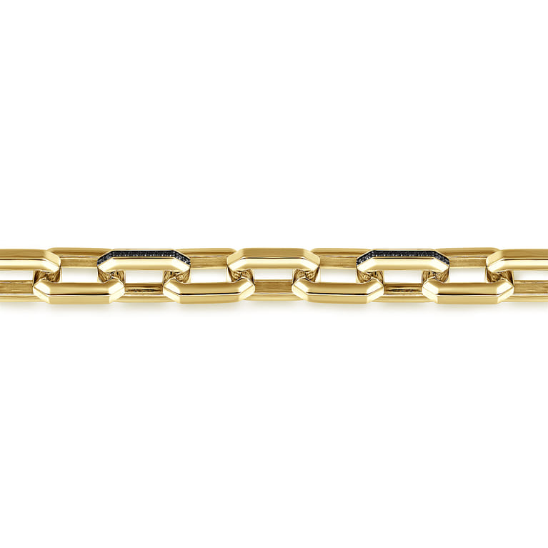 14K Yellow Gold Hollow Faceted Chain Black Diamond Bracelet - 0.66 ct - Shot 2
