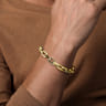 14K Yellow Gold Hollow Faceted Chain Black Diamond Bracelet - 0.66 ct