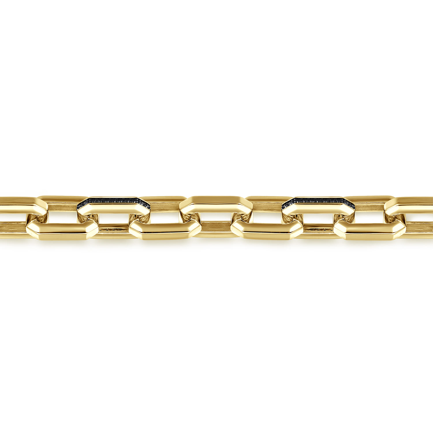14K Yellow Gold Hollow Faceted Chain Black Diamond Bracelet - 0.66 ct - Shot 2