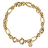 14K Yellow Gold Hollow Figaro Link Chain Bracelet