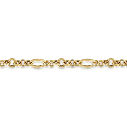 14K Yellow Gold Hollow Figaro Link Chain Bracelet