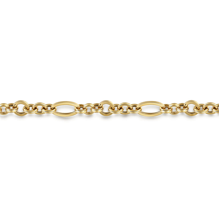 14K Yellow Gold Hollow Figaro Link Chain Bracelet - Shot 2