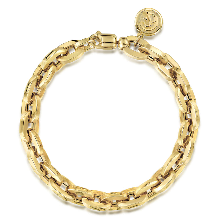 14K Yellow Gold Hollow Link Bracelet - Shot 1