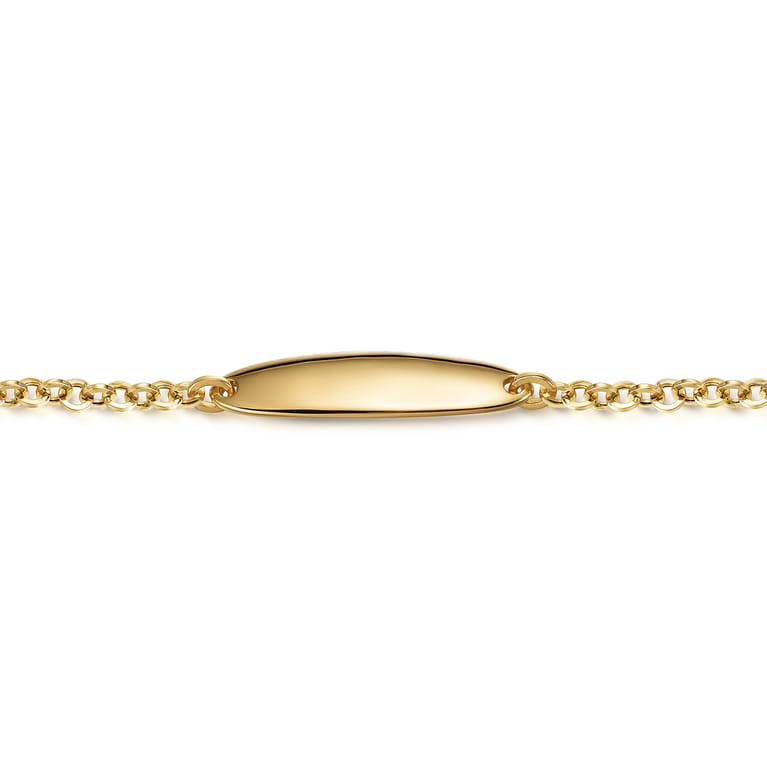 14K Yellow Gold Hollow Link Chain Bracelet with Engravable ID - Shot 2