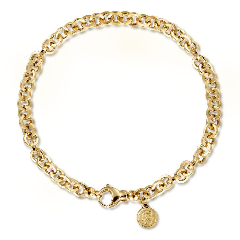 14K Yellow Gold Hollow Link Chain Bracelet - Shot 1