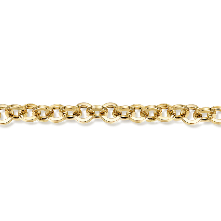 14K Yellow Gold Hollow Link Chain Bracelet - Shot 2