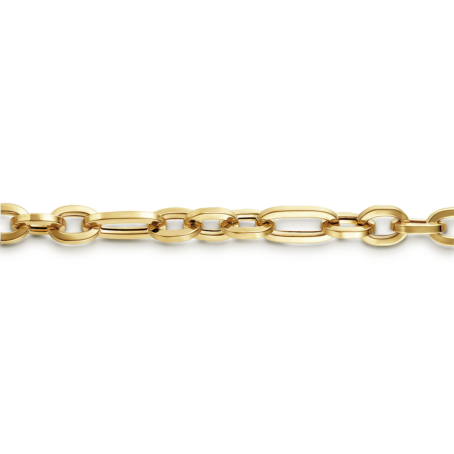 14K Yellow Gold Hollow Link Chain Bracelet - Shot 2