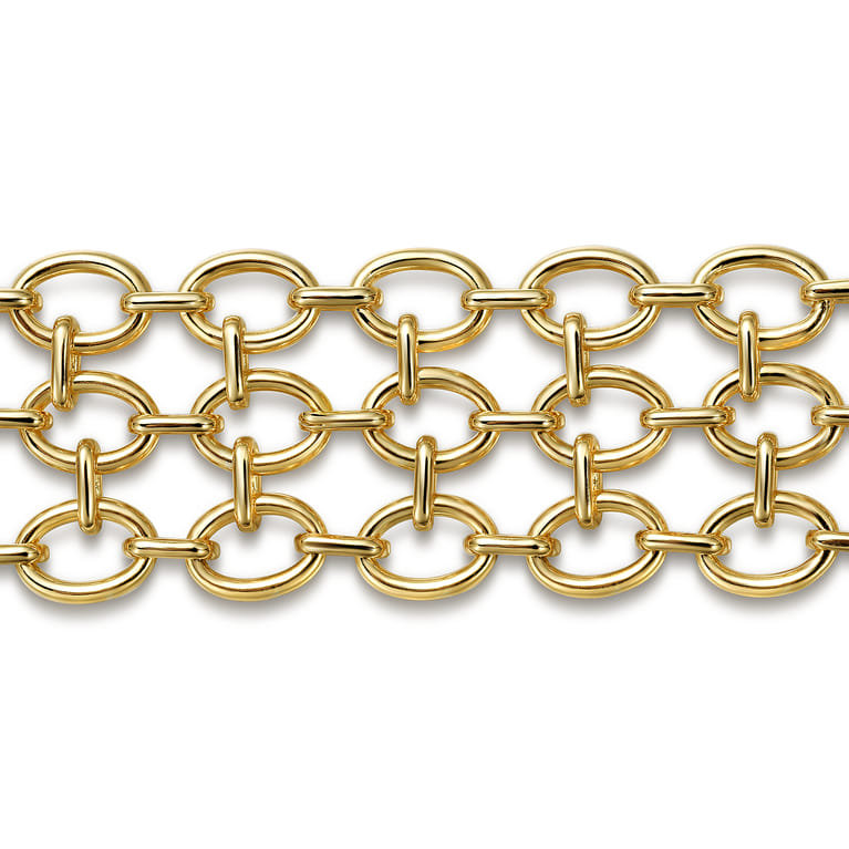 14K Yellow Gold Hollow Link Chain Bracelet - Shot 2