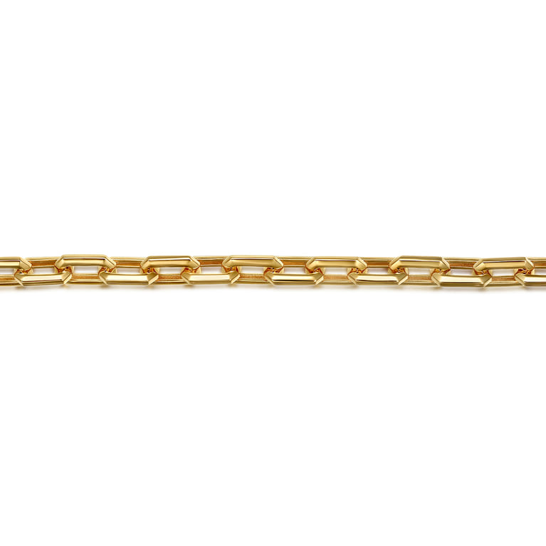 14K Yellow Gold Hollow Link Chain and Anchor Men's Bracelet - Shot 2