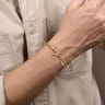 14K Yellow Gold Hollow Link Chain and Anchor Men's Bracelet