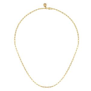 14K Yellow Gold Hollow Paper Clip Chain Necklace