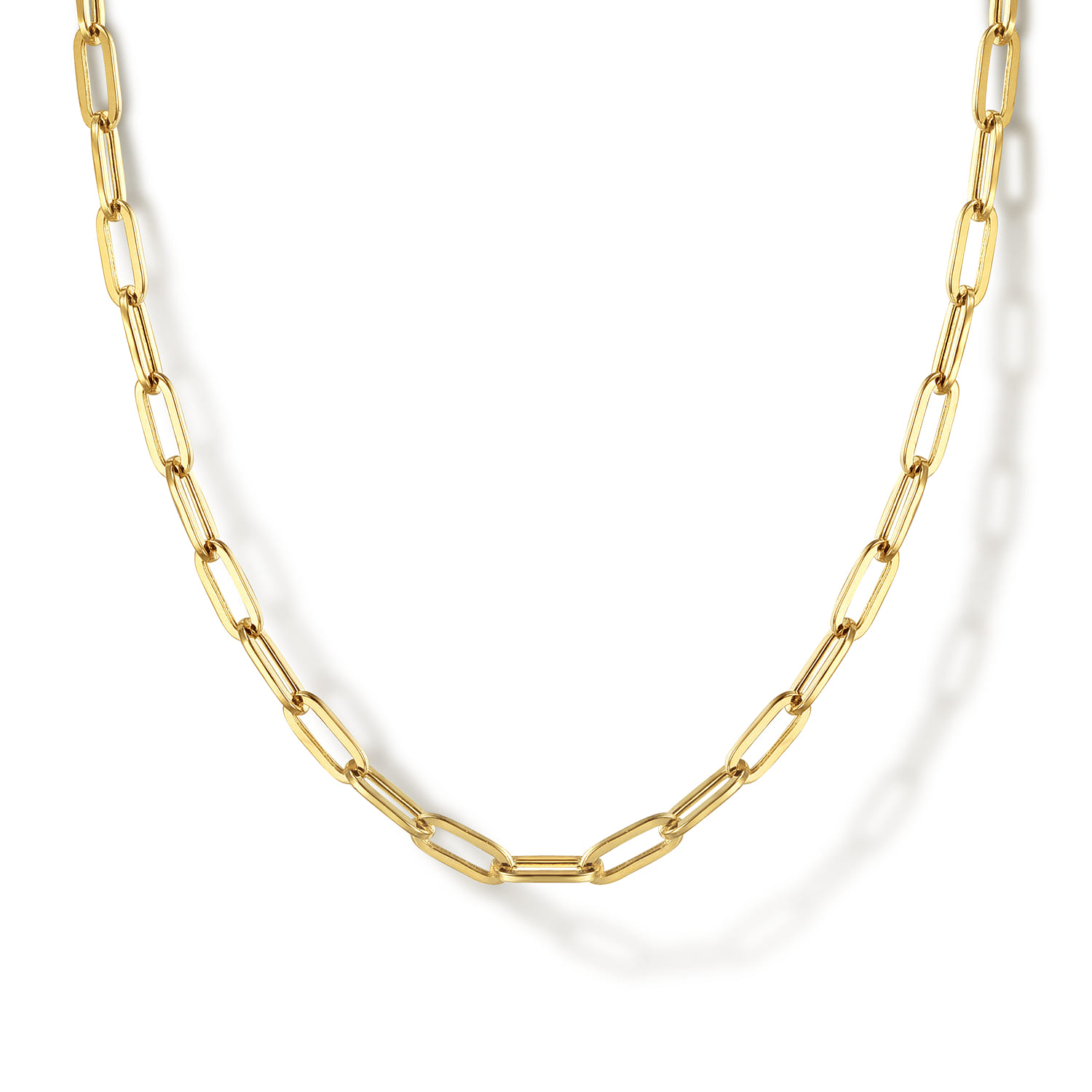 14K Yellow Gold Hollow Paper Clip Chain Necklace - Shot 1