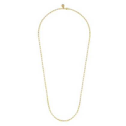 14K Yellow Gold Hollow Paper Clip Chain Necklace
