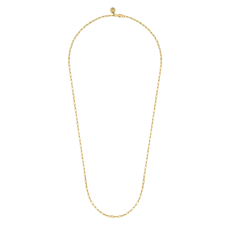 14K Yellow Gold Hollow Paper Clip Chain Necklace - Shot 2