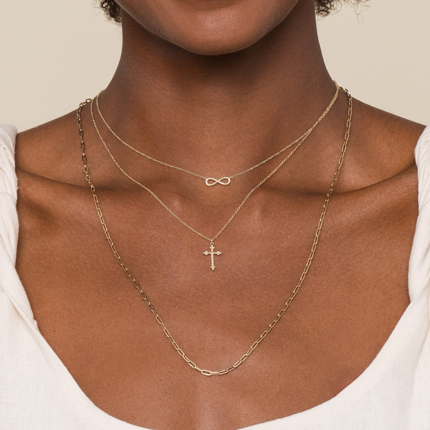 14K Yellow Gold Hollow Paper Clip Chain Necklace - Shot 4