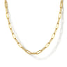 14K Yellow Gold Hollow Paper Clip Chain Necklace