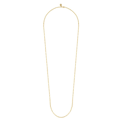 14K Yellow Gold Hollow Paper Clip Chain Necklace