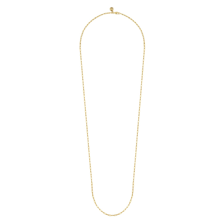 14K Yellow Gold Hollow Paper Clip Chain Necklace - Shot 2