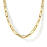 14K Yellow Gold Hollow Paper Clip Chain Necklace