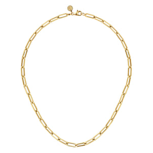 14K Yellow Gold Hollow Paper Clip Chain Necklace