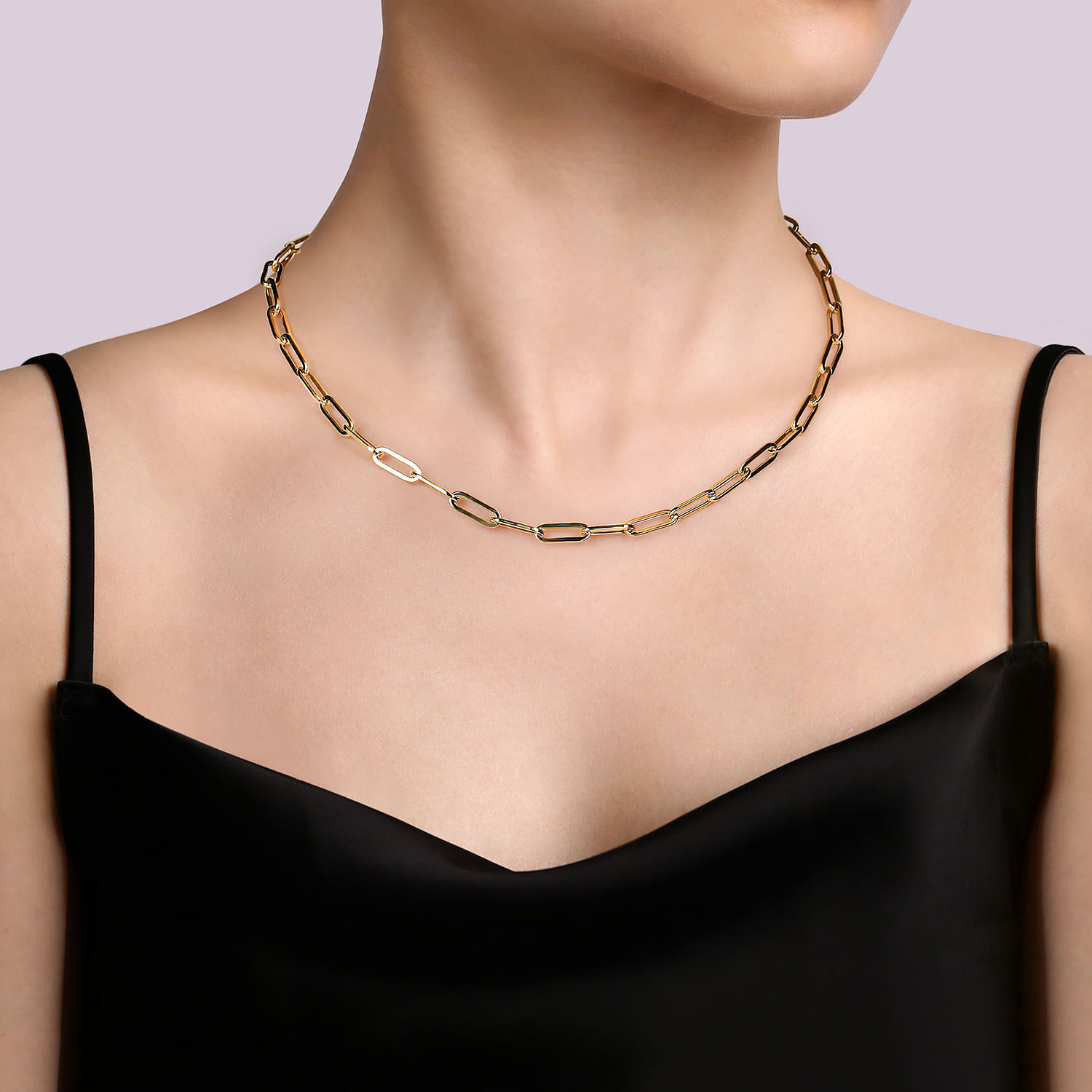 14K-Yellow-Gold-Hollow-Paper-Clip-Chain-Necklace3