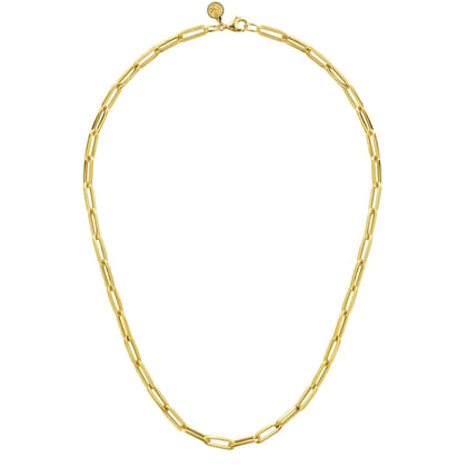 14K Yellow Gold Hollow Paper Clip Chain Necklace