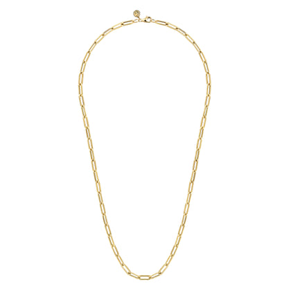14K Yellow Gold Hollow Paper Clip Chain Necklace