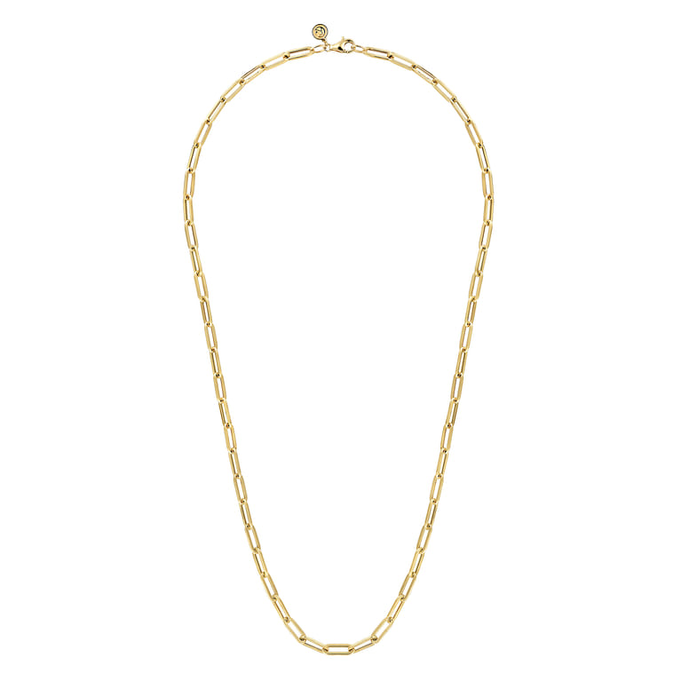 14K Yellow Gold Hollow Paper Clip Chain Necklace - Shot 2