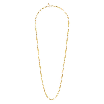 14K Yellow Gold Hollow Paper Clip Chain Necklace