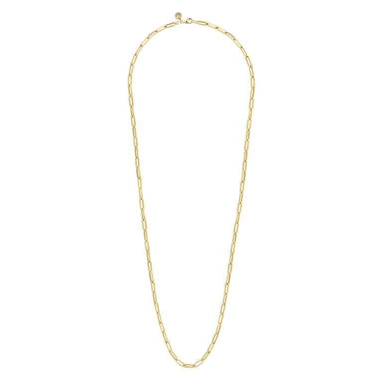 14K Yellow Gold Hollow Paper Clip Chain Necklace - Shot 2