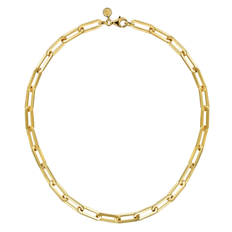 14K Yellow Gold Hollow Paper Clip Chain Necklace - Shot 2
