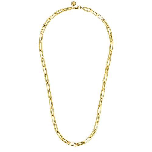 14K Yellow Gold Hollow Paper Clip Chain Necklace - Shot 2