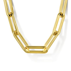 14K Yellow Gold Hollow Paper Clip Chain Necklace