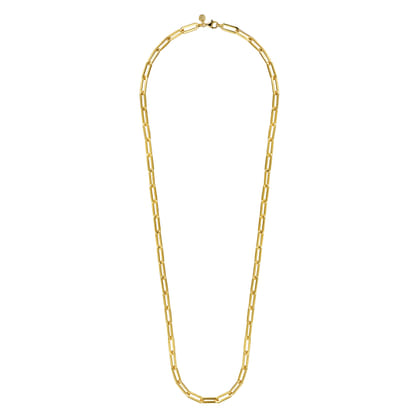 14K Yellow Gold Hollow Paper Clip Chain Necklace