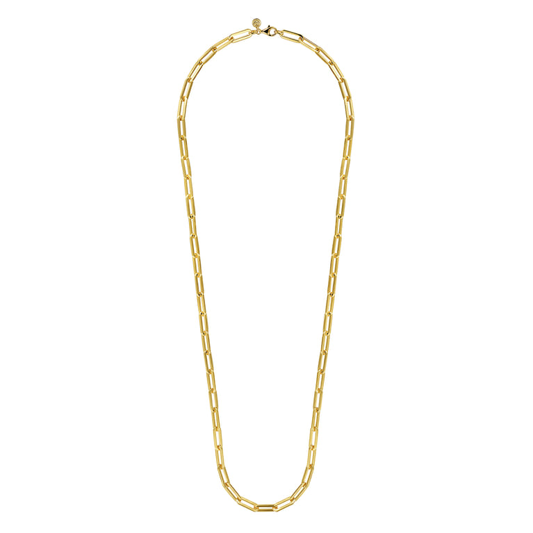 14K Yellow Gold Hollow Paper Clip Chain Necklace - Shot 2