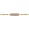 14K Yellow Gold Hollow Paperclip Chain Diamond Pave ID Bracelet - 1.05 ct
