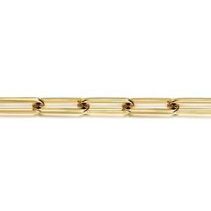 14K Yellow Gold Hollow Paperclip Link Chain Bracelet
