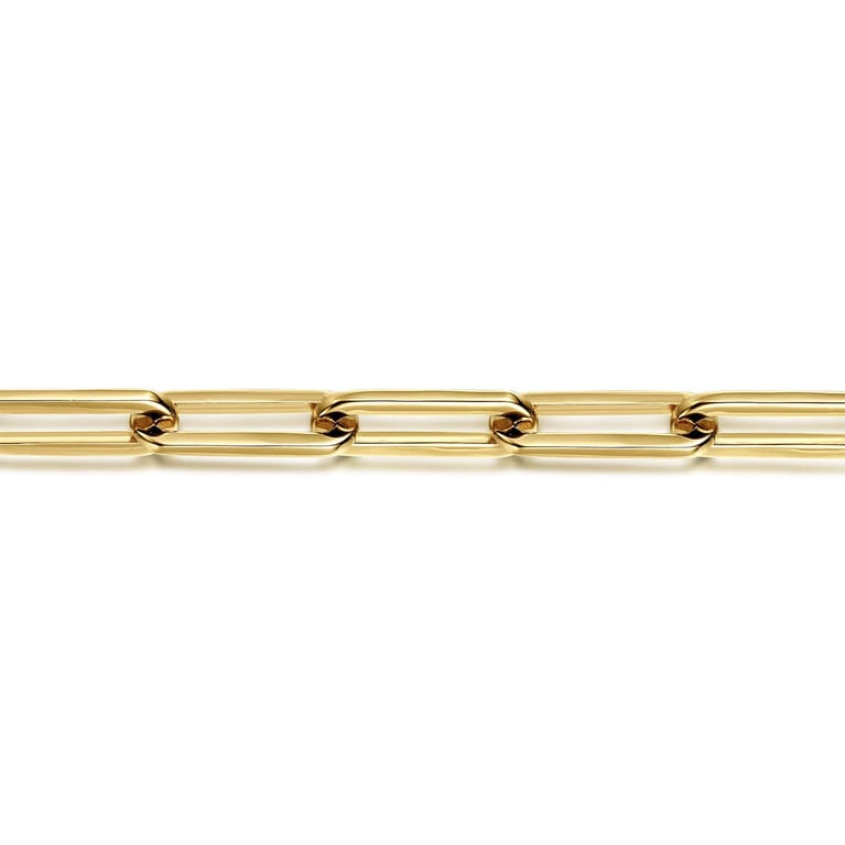 14K Yellow Gold Hollow Paperclip Link Chain Bracelet - Shot 2