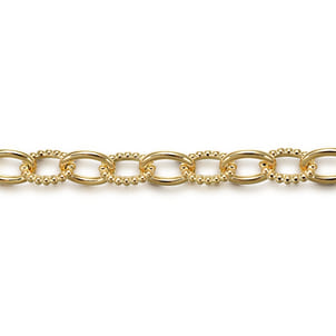 14K Yellow Gold Hollow Tube Bujukan Link Bracelet