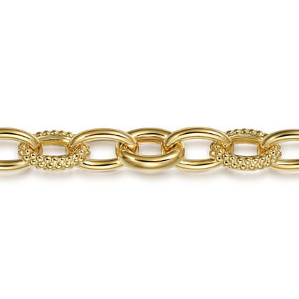 14K Yellow Gold Hollow Tube Bujukan Link Bracelet