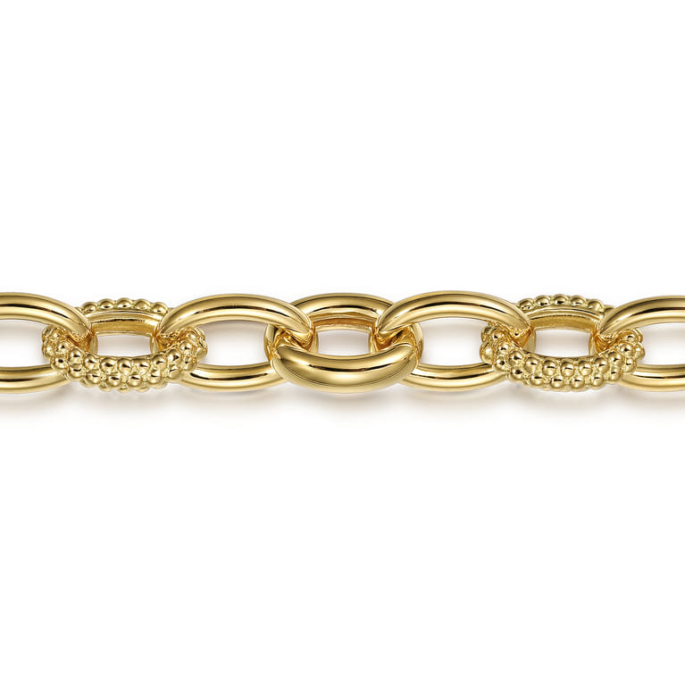 14K Yellow Gold Hollow Tube Bujukan Link Bracelet - Shot 2