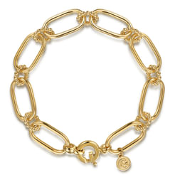 14K Yellow Gold  Hollow Tube Link Bracelet