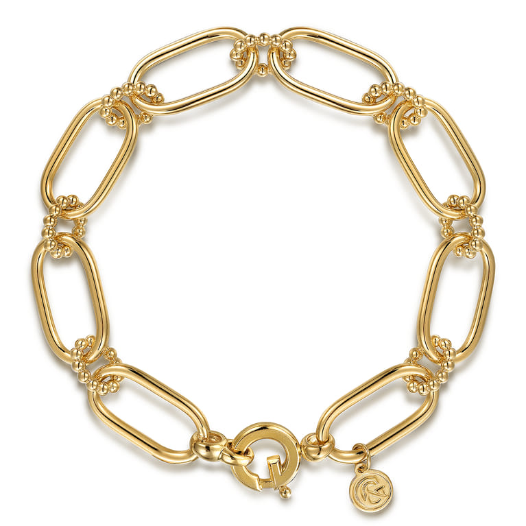 14K Yellow Gold Hollow Tube Link Bracelet - Shot 1