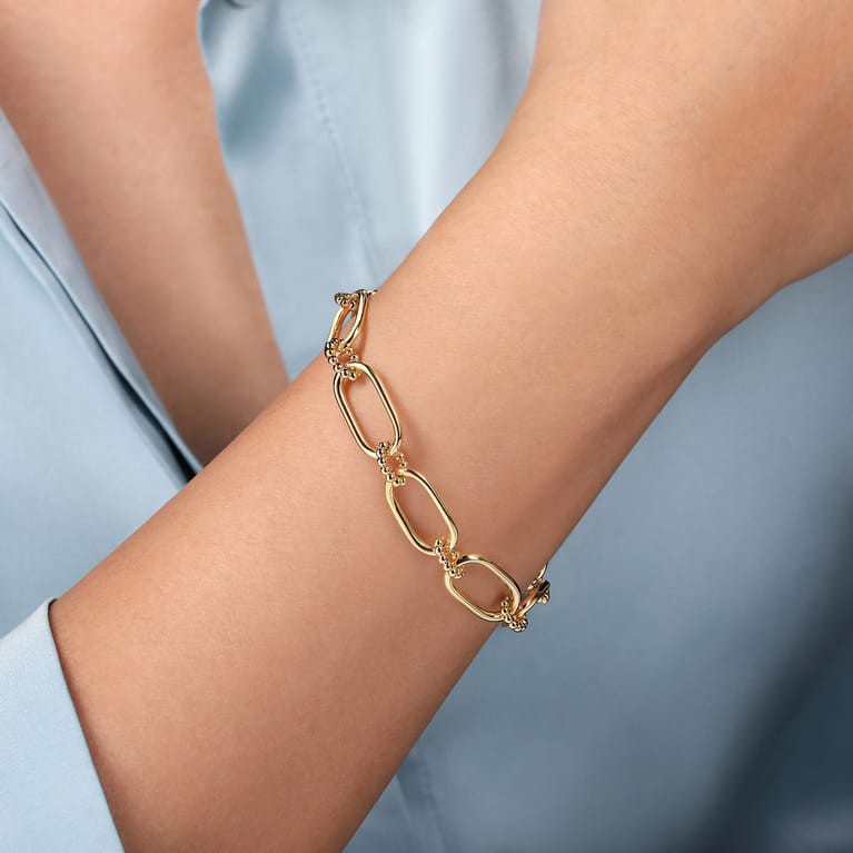 14K Yellow Gold Hollow Tube Link Bracelet - Shot 3