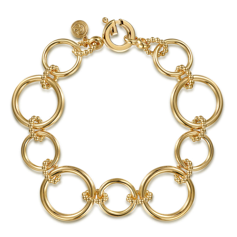 14K Yellow Gold Hollow Tube Link Bracelet - Shot 1