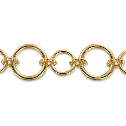 14K Yellow Gold Hollow Tube Link Bracelet