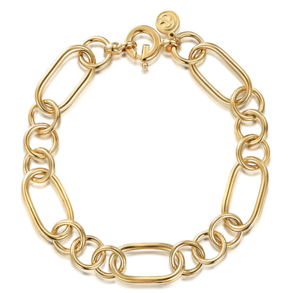 14K Yellow Gold Hollow Tube Link Bracelet