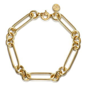 14K Yellow Gold Hollow Tube Link Chain Bracelet